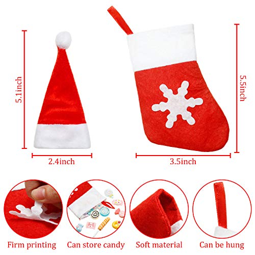 40 Pieces Christmas Santa Hats Silverware Holders Tableware Holders Santa Claus Flatware Holder Christmas Socks Decorations Dinner Table Decorations Party Supplies