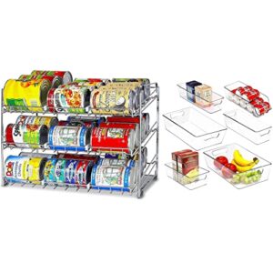 SimpleHouseware Stackable Can Rack Organizer + Plastic Freezer Storage Organizer