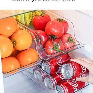 VIAV Set of 2 Refrigerator Organizer Bin Pop Soda Cans Dispenser Clear Plastic Can Drink Beverage Holder Storage for Kitchen, Countertops, Freezer Cabinets - Canned Food Pantry Storage Rack