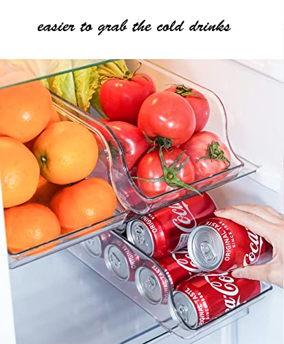 VIAV Set of 2 Refrigerator Organizer Bin Pop Soda Cans Dispenser Clear Plastic Can Drink Beverage Holder Storage for Kitchen, Countertops, Freezer Cabinets - Canned Food Pantry Storage Rack