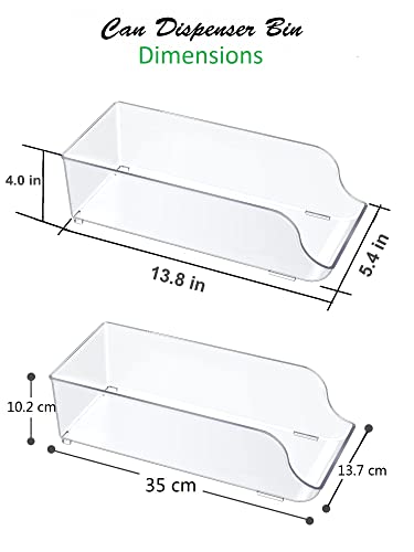 VIAV Set of 2 Refrigerator Organizer Bin Pop Soda Cans Dispenser Clear Plastic Can Drink Beverage Holder Storage for Kitchen, Countertops, Freezer Cabinets - Canned Food Pantry Storage Rack