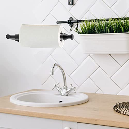 Paper Towel Holder Under Cabinet Black Undermount Paper Towel Holder with Damping Effect, Stainless Steel Self-Adhesive Or Drilled One Hand Operable Paper Towel Holder for Kitchen Bathroom