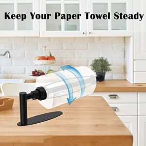 Paper Towel Holder Under Cabinet Black Undermount Paper Towel Holder with Damping Effect, Stainless Steel Self-Adhesive Or Drilled One Hand Operable Paper Towel Holder for Kitchen Bathroom