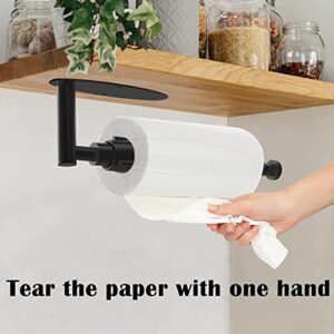 Paper Towel Holder Under Cabinet Black Undermount Paper Towel Holder with Damping Effect, Stainless Steel Self-Adhesive Or Drilled One Hand Operable Paper Towel Holder for Kitchen Bathroom