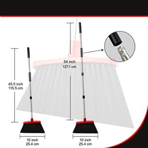 Broom Strongest 80% Heavier Duty - Outdoor Broom Indoor Broom, Angle Broom with Extendable Broomstick for Easy Sweeping - Easy Assembly & Durable, Great Use for Home Kitchen Room Office Lobby Floor