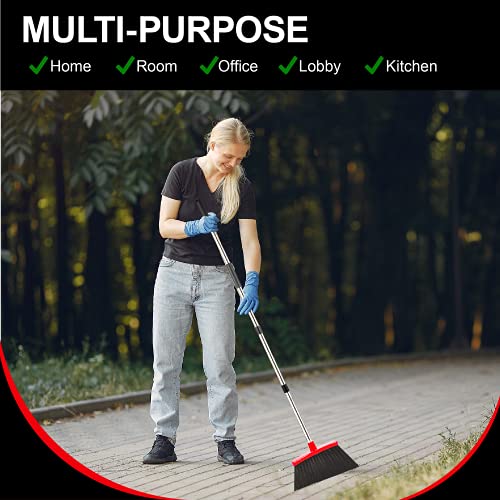 Broom Strongest 80% Heavier Duty - Outdoor Broom Indoor Broom, Angle Broom with Extendable Broomstick for Easy Sweeping - Easy Assembly & Durable, Great Use for Home Kitchen Room Office Lobby Floor