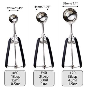 Cookie Scoop Set - Include 1 Tbsp/ 2 Tbsp/ 3Tbsp - 3 PCS Cookie Scoops for Baking - Cookie Dough Scoop - Made of 18/8 Stainless Steel