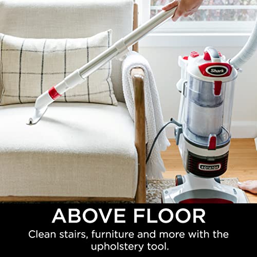 Shark NV501 Rotator Professional Lift-Away Upright Vacuum with HEPA Filter, Swivel Steering, LED Headlights, Wide Upholstery Tool, Dusting Brush & Crevice Tool, White/Red