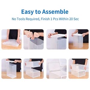 SESENO. 12 Pack Shoe Storage Boxes, Clear Plastic Stackable Shoe Organizer Bins, Drawer Type Front Opening Shoe Holder Containers