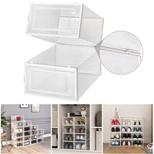 SESENO. 12 Pack Shoe Storage Boxes, Clear Plastic Stackable Shoe Organizer Bins, Drawer Type Front Opening Shoe Holder Containers