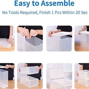 SESENO. 12 Pack Shoe Storage Boxes, Clear Plastic Stackable Shoe Organizer Bins, Drawer Type Front Opening Shoe Holder Containers