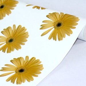 yifely peel & stick shelf liner removable countertops paper for covering apartment old drawer cabinets, yellow daisy, 17.7 inch by 9.8 feet