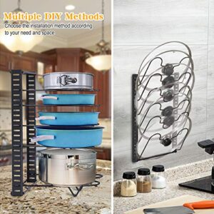 X-cosrack Pot Pan Lid Rack 12 Tier Two-in-One Adjustable Pan Organizer Holder with Non-Slip Rubber for Kitchen Cabinet Counter, 6 DIY Methods, Black