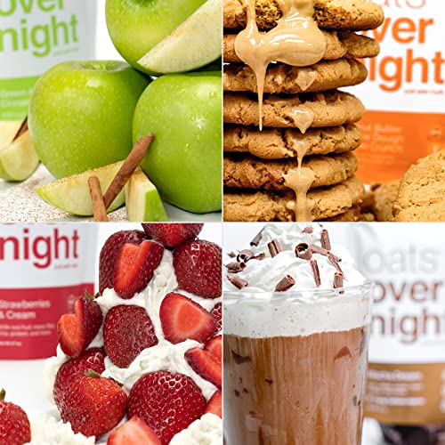 Oats Overnight - Party Variety Pack (8 Meals PLUS BlenderBottle ) High Protein, Low Sugar Breakfast Shake - Gluten Free, Non GMO Oatmeal (2.7oz per meal) Strawberries & Cream, Green Apple Cinnamon & More.