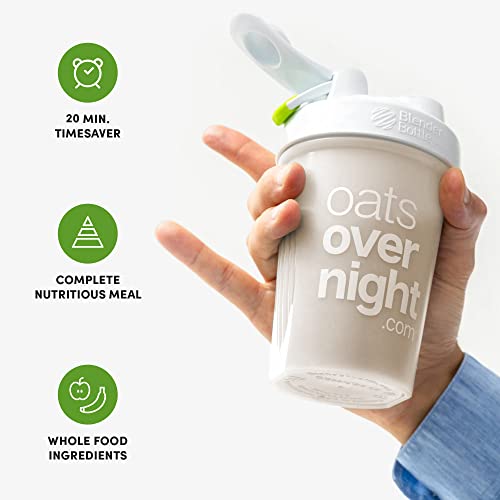 Oats Overnight - Party Variety Pack (8 Meals PLUS BlenderBottle ) High Protein, Low Sugar Breakfast Shake - Gluten Free, Non GMO Oatmeal (2.7oz per meal) Strawberries & Cream, Green Apple Cinnamon & More.