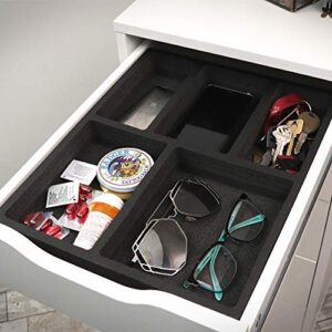 polar whale drawer organizer compatible with ikea alex tray non-slip waterproof insert for office home dorm garage 11.5 x 14.5 x 2 inches 5 compartments black deep pockets