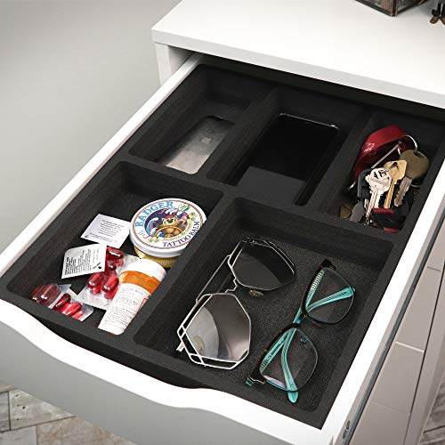 Polar Whale Drawer Organizer Compatible with Ikea Alex Tray Non-Slip Waterproof Insert for Office Home Dorm Garage 11.5 X 14.5 X 2 Inches 5 Compartments Black Deep Pockets