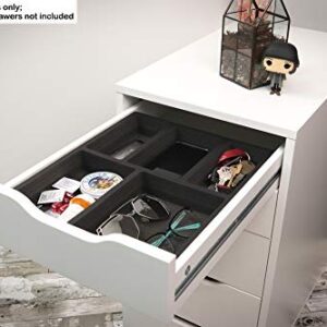 Polar Whale Drawer Organizer Compatible with Ikea Alex Tray Non-Slip Waterproof Insert for Office Home Dorm Garage 11.5 X 14.5 X 2 Inches 5 Compartments Black Deep Pockets