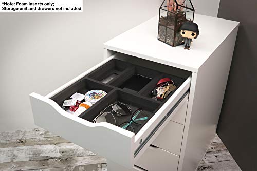 Polar Whale Drawer Organizer Compatible with Ikea Alex Tray Non-Slip Waterproof Insert for Office Home Dorm Garage 11.5 X 14.5 X 2 Inches 5 Compartments Black Deep Pockets