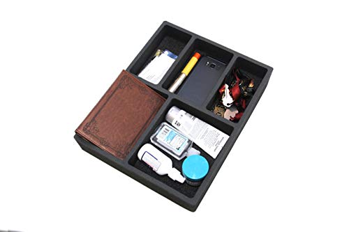 Polar Whale Drawer Organizer Compatible with Ikea Alex Tray Non-Slip Waterproof Insert for Office Home Dorm Garage 11.5 X 14.5 X 2 Inches 5 Compartments Black Deep Pockets