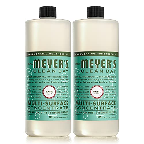 Mrs. Meyer's Multi-Surface Cleaner Concentrate, Use to Clean Floors, Tile, Counters, Basil, 32 fl. oz - Pack of 2