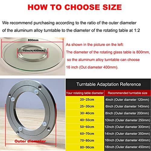 Aluminium Alloy Turntable Bearing, Heavy Duty Swivel Turntable Lazy Susan Rotating Bearing Turntable Round Dining Table Smooth Swivel Plate Hardware for Dining-Table, 8''