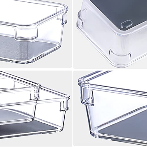 2Pcs Plastic Drawer Organizer 6.5 x 6.5 Inch Utensil Tray Non-Slip Lining and Rubber Feet for Organize Flatware or Makeup Storage