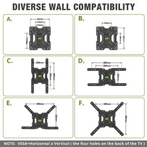 USX MOUNT Full Motion TV Mount, Swivel Articulating Tilt TV Wall Mount for 26-55" LED, OLED, 4K TVs, TV Bracket Wall Mount with VESA 400x400mm Up to 60lbs, Perfect Center Design -XMM006-1