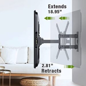 USX MOUNT Full Motion TV Mount, Swivel Articulating Tilt TV Wall Mount for 26-55" LED, OLED, 4K TVs, TV Bracket Wall Mount with VESA 400x400mm Up to 60lbs, Perfect Center Design -XMM006-1