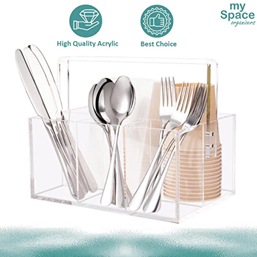 Utensil Holder Silverware Caddy Countertop Cutlery Organizer For Napkins Flatware Spoon Fork Knife For Picnic Party Plastic Acrylic