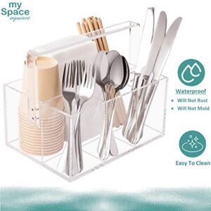 Utensil Holder Silverware Caddy Countertop Cutlery Organizer For Napkins Flatware Spoon Fork Knife For Picnic Party Plastic Acrylic