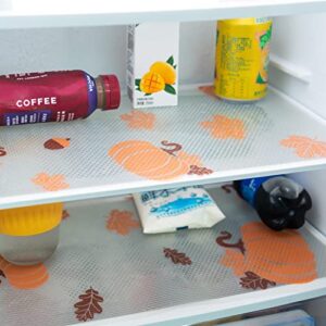 GROBRO7 Pumpkin EVA Refrigerator Liners Non-Slip Maple Leaf Refrigerator Drawer Mats BPA Free Can Be Cut Shelf Liner Waterproof Non-Adhesive Kitchen Cabinet Desks Storage Fridge Mat 17 x 118 in