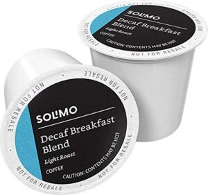 amazon brand solimo decaf light roast coffee pods, breakfast blend, compatible with keurig 2.0 k-cup brewers,100 count (pack of 1)