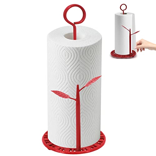 Allboss Paper Towel Holders Countertop,Free Standing Kitchen Roll Holder,Paper Towel Stands for Kitchen Roll Organize with Decoration for Bars & Dining, Red