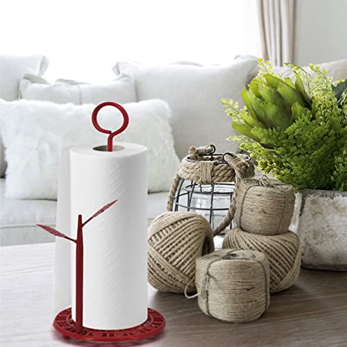 Allboss Paper Towel Holders Countertop,Free Standing Kitchen Roll Holder,Paper Towel Stands for Kitchen Roll Organize with Decoration for Bars & Dining, Red