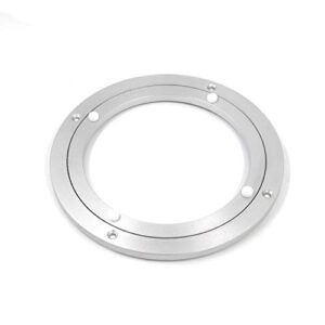 Geesatis Table Turntable Accessories 1 PCS Metal Lazy Susan Hardware Rotating Turntable Bearing Round Swivel Plate, Smooth Swivel Plate for Kitchen Base Turn Dining Table, Heavy Loads, Silver, 8 inch