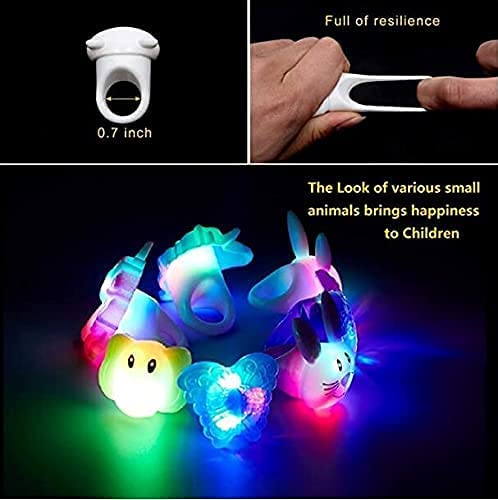 24 Pack LED Light Up Bumpy Rings Party Favors For Kids Prizes Box Toys For Birthday Classroom Rewards Treasure Box Prizes Toys Glow Party Supplies