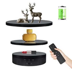 zlmondee remote motorized rotating display stand turntable motorized lazy susan with 5.74/7.08/8.66 inch replacement cover for photography products and shows (black)