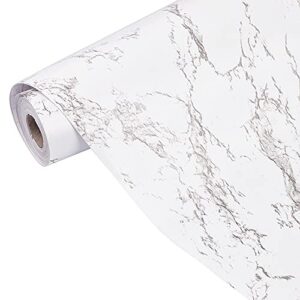 hoyoyo 17.8 x 118 inches self-adhesive shelf liner, self-adhesive shelf liner dresser drawer paper wall sticker home decoration, white marble