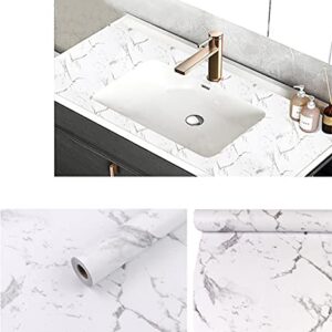 HOYOYO 17.8 x 118 Inches Self-Adhesive Shelf Liner, Self-Adhesive Shelf Liner Dresser Drawer Paper Wall Sticker Home Decoration, White Marble