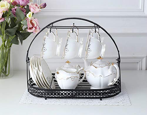 Mug Holder Coffee Mug Rack Coffee Cup Holder Stand Dishes Organizer Wrought Iron Mug Drainer Storage Drying Rack for Counter Cabinet Table Kitchen Restaurant Office (Black B)