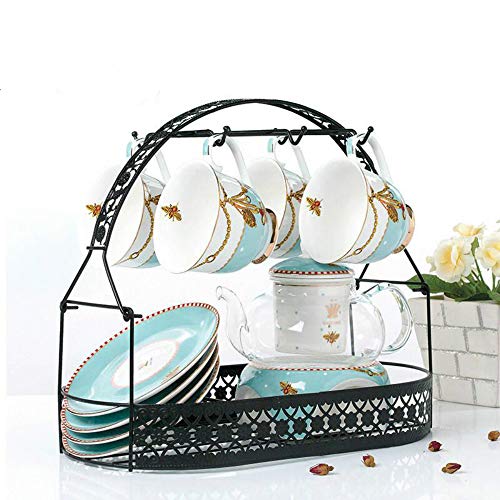 Mug Holder Coffee Mug Rack Coffee Cup Holder Stand Dishes Organizer Wrought Iron Mug Drainer Storage Drying Rack for Counter Cabinet Table Kitchen Restaurant Office (Black B)