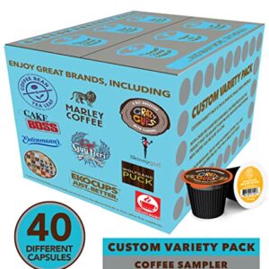 Coffee Pods Variety Pack Sampler, Assorted Single Serve Coffee for Keurig K Cups Coffee Makers, 40 Unique Cups - Great Coffee Gift