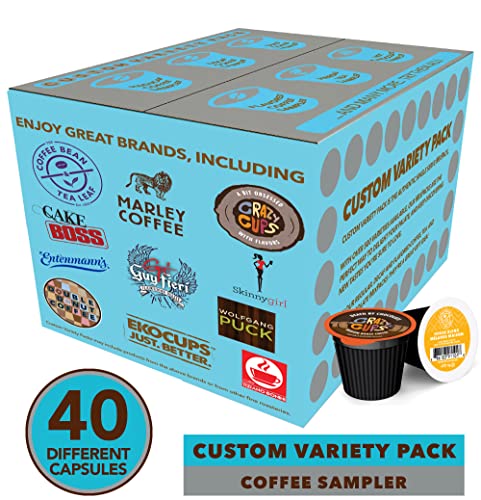 Coffee Pods Variety Pack Sampler, Assorted Single Serve Coffee for Keurig K Cups Coffee Makers, 40 Unique Cups - Great Coffee Gift