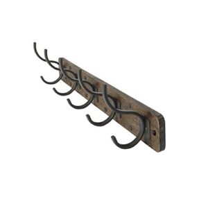 spectrum diversified richmond wall mount 5 hook wood rack for storage and organization of entryway bedroom and more, coffee/industrial gray