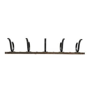 Spectrum Diversified Richmond Wall Mount 5 Hook Wood Rack for Storage and Organization of Entryway Bedroom and More, Coffee/Industrial Gray