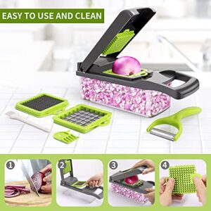 Vegetable Chopper,Senbowe Multifunctional 13-in-1 Food Choppers Onion Chopper Vegetable Slicer Cutter Dicer Veggie chopper with 8 Blades,Colander Basket,Container for Salad Potato Carrot Garlic