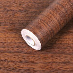 yifely minimalist brown wood grain furniture paper self adhesive shelf liner nightstand door sticker 17.7 inch by 9.8 feet