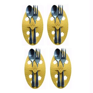 4Pcs Easter Cutlery Bag Set Festive Party Cutlery Decoration Bag Cutlery Decoration QK4