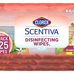 Clorox Scentiva Wipes, Bleach Free Cleaning Wipes - Tahitian Grapefruit Splash, 75 Count (Pack of 3)